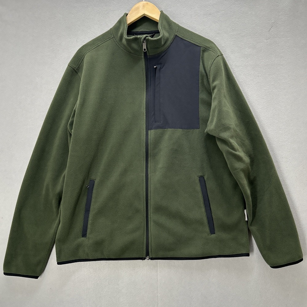 Duluth Trading Co. Checkpoint Full Zip Mock Fleece Green Men Large Relaxed Fit